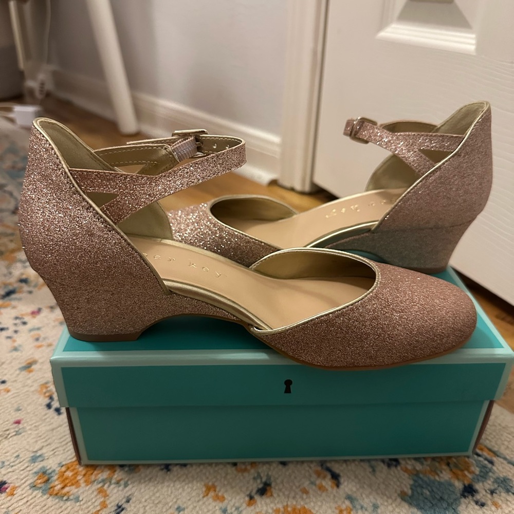Glittery Pink Ankle Strap Girl Shoes